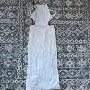 SABO White Textured Cutout Midi Dress – XS